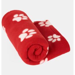 Paw Print Polar Fleece Throw - Red - thumbnail 5