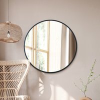 "The Fenestra - Black Edged Circular Modern Wall Mirror 31"" - Black" - thumbnail 1