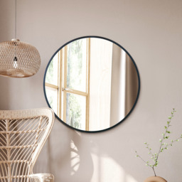"The Fenestra - Black Edged Circular Modern Wall Mirror 31"" - Black" - thumbnail 2