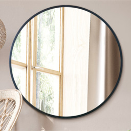 "The Fenestra - Black Edged Circular Modern Wall Mirror 31"" - Black" - thumbnail 3