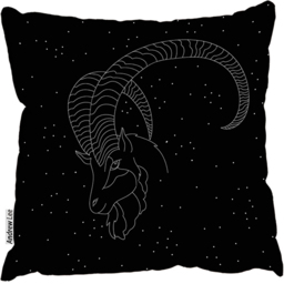 Capricorn Zodiac Sign Outdoor Comfy Cushion - Black / 60cm - thumbnail 2