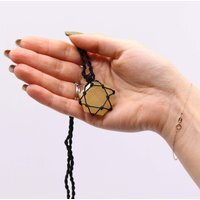 Yellow Quartz Hexagon Pendant, Gemstone Jewelry - Yellow
