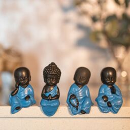Set of 4 Sitting Buddha Ornaments  - Blue - thumbnail 5