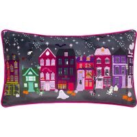 Creepy Town Velvet Piped Cushion - Black / 80 Feather 20 Polyester