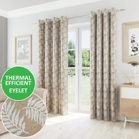 Oakland Thermal Eyelet Curtains with Floral Pattern - Latte / 168cm / 137cm - image 1