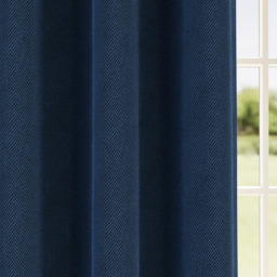 Chester Herringbone Jacquard Blackout Eyelet Curtains - Navy / 168cm - thumbnail 4