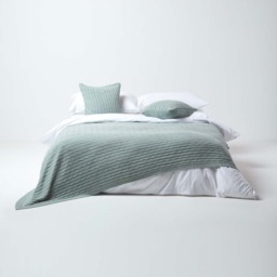 Homescapes Cotton Cable Knit Throw - Duck Egg Blue / 200cm - thumbnail 5