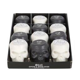 Set of 12 Opium White Sage Skull Candles for Halloween Decor - White - thumbnail 4