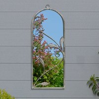 Arcus Concrete Metal Frame Arch Outdoor Garden Mirror 64 x 24cm - Grey