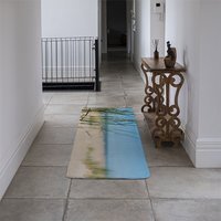 Grass in the sand dunes with the lake in the background Designer Runner Rug - Blue - thumbnail 1
