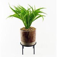 Artificial Grass with Ceramic Planter  Metal Stand - Grass Ceramic Planter & Metal Stand