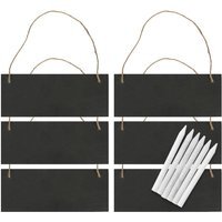 Rectangle Slate Memo Board with Rope and Chalk Pencils - 25cm x 10cm - Black / 2.54kg