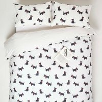 Scottie Dog Printed Duvet Covet Set with Pillowcase - White / Superking - thumbnail 1