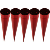 Metal Cone Garden Tealight Holders - Red