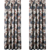 Chatsworth Printed Velour Pencil Pleat Curtains - Natural / 114cm / 137cm