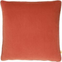 Cosmo Velvet Pom-Pom Cushion 45 x 45cm - Brick / Feather