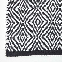 Homescapes Trance Diamond Pattern Recycled Fibre Rug - Black / 200cm