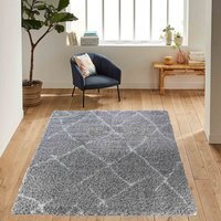 Moroccan Berber Shaggy Rugs Living Room Scandi Design - Grey / 80x150 cm Rectangle - image 1