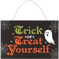 Trick or Treat Yourself Hanging Sign - Black - thumbnail 1
