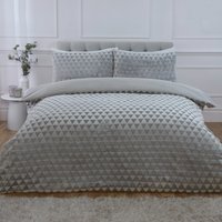 Diamond Cut Teddy Polyester Fleece Duvet Cover Set with Pillowcase - Silver / Double - image 1