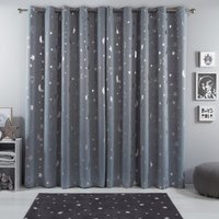 Galaxy Star Eyelet Blackout Curtains - Silver / 137cm / 116cm - image 1