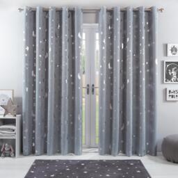 Galaxy Star Eyelet Blackout Curtains - Silver / 137cm / 116cm - thumbnail 2