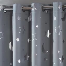 Galaxy Star Eyelet Blackout Curtains - Silver / 137cm / 116cm - thumbnail 3