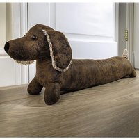 Dachshund Draught Excluder Weighted Cushion - Brown