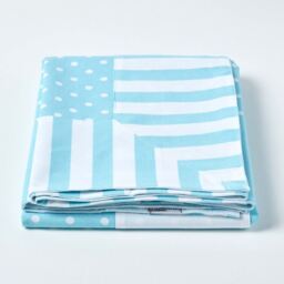 Cotton Polka Dots and Stripes Throw - Blue - thumbnail 3