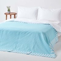 Cotton Polka Dots and Stripes Throw - Blue - thumbnail 1