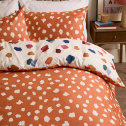 Astrid Reversible Soft Touch Duvet Cover Set - Multi/Orange / Single - thumbnail 2