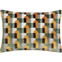 Keela Cut Velvet Cushion - Gold-Blue