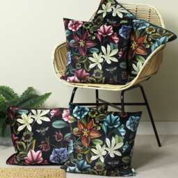 Midnight Garden Floral Square Feather Rich Cushion - Teal / 60cm - thumbnail 4