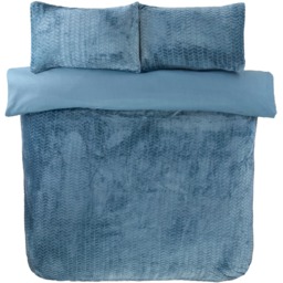 Chevron Faux Teddy Polyester Fleece Duvet Cover Set with Pillowcase - Blue / King - thumbnail 2