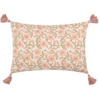 Delphine Floral Tasselled Cushion - Coral / 1.347kg