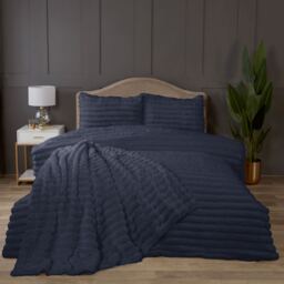 Chunky Ribbed Plush Throw Blanket Ultra-Soft and Cozy (150 x 200 cm) - Midnight Blue - thumbnail 2