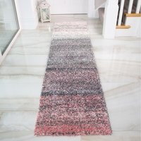 Super Soft Striped Mottled Shaggy Area Rug - Blush Pink / 60cm x 240cm - image 1