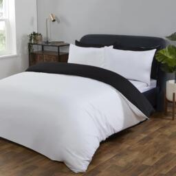 Reversible Duvet Cover Bedding Set - Black & White / Double - thumbnail 2
