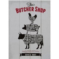 Madera Butcher Shop Wall Plaque - Black, Grey, Red