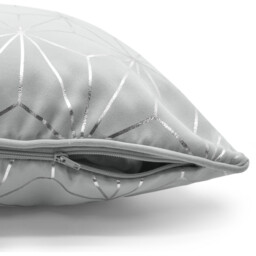 Modern Geomtric Foil Print Moreno Cushion - Silver - thumbnail 2