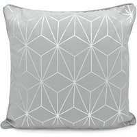 Modern Geomtric Foil Print Moreno Cushion - Silver - thumbnail 1