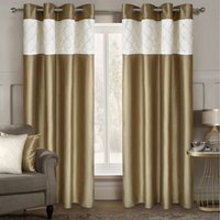 Pleated with coloured Studs Curtain Pair - Latte/Cream / 66in - image 1