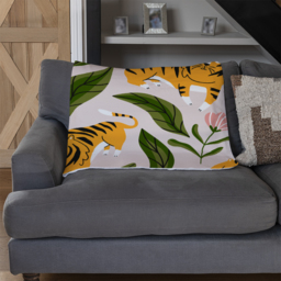Cute Tigers And Tropical Leaves And Flowers Blanket - Yellow - thumbnail 3