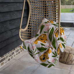 Cute Tigers And Tropical Leaves And Flowers Blanket - Yellow - thumbnail 4