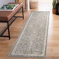 Maia Washable Living Room Traditional Floral Oriental Area Rug Low Pile Non Slip - Grey / 300cm - image 1
