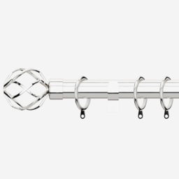 Polished Chrome 28mm Cage Fixed Length Metal Curtain Pole - Polished Chrome / 75cm - thumbnail 5