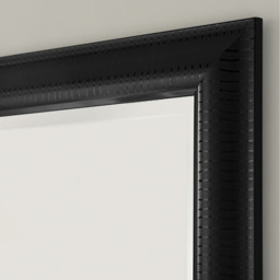 Textured Black Framed Wall Mirror - Black / 62cm - thumbnail 4