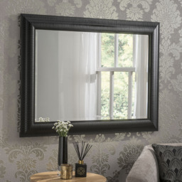 Textured Black Framed Wall Mirror - Black / 62cm - thumbnail 2