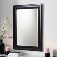 Textured Black Framed Wall Mirror - Black / 62cm - thumbnail 1