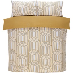 Arches Geometric Polycotton Duvet Set With Pillowcase - Ochre / Single - thumbnail 2